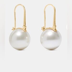 Kate Spade Dot Drop Huggies Gold & Pearl Earrings